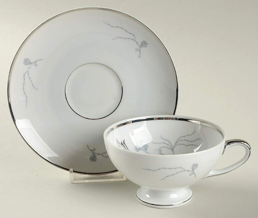 Silver Arbor Footed Cup & Saucer Set by Baronet-1