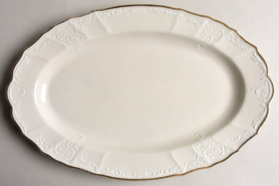 Bernadotte Ivory 14" Oval Serving Platter by Baum Brothers-1