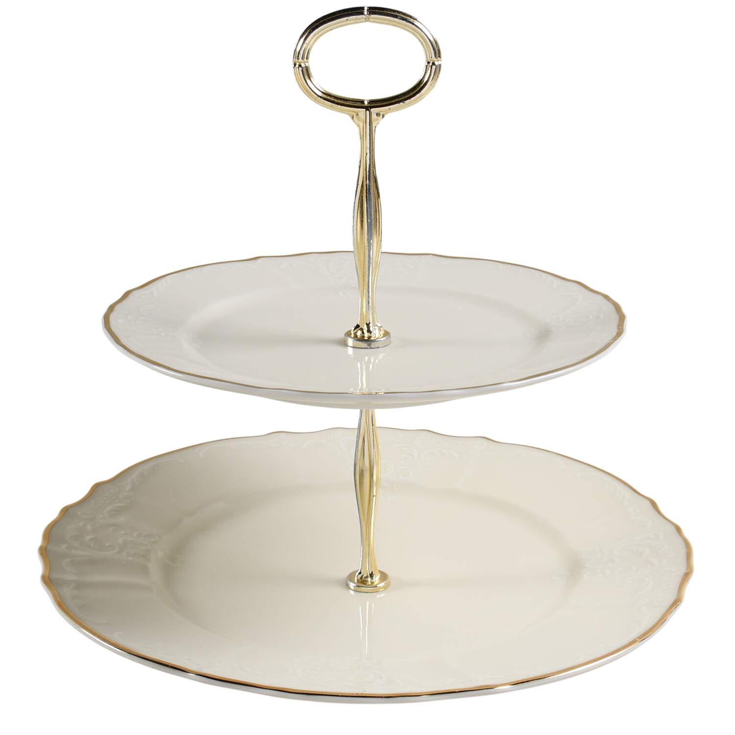 Bernadotte Ivory 6 5/8"-10"  2 Tiered Serving Tray (Dp, Sp) HC by Baum Brothers-1