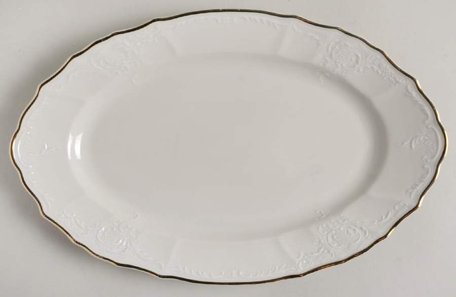 Bernadotte Ivory 13" Oval Serving Platter by Baum Brothers-1