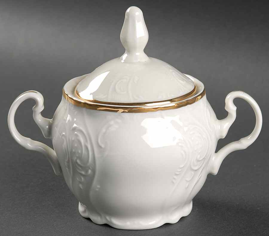 Bernadotte Ivory Sugar Bowl & Lid by Baum Brothers-1