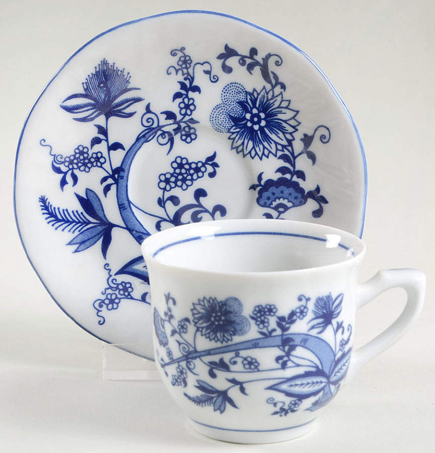 Blue Onion Flat Demitasse Cup & Saucer Set by Baum Brothers-1