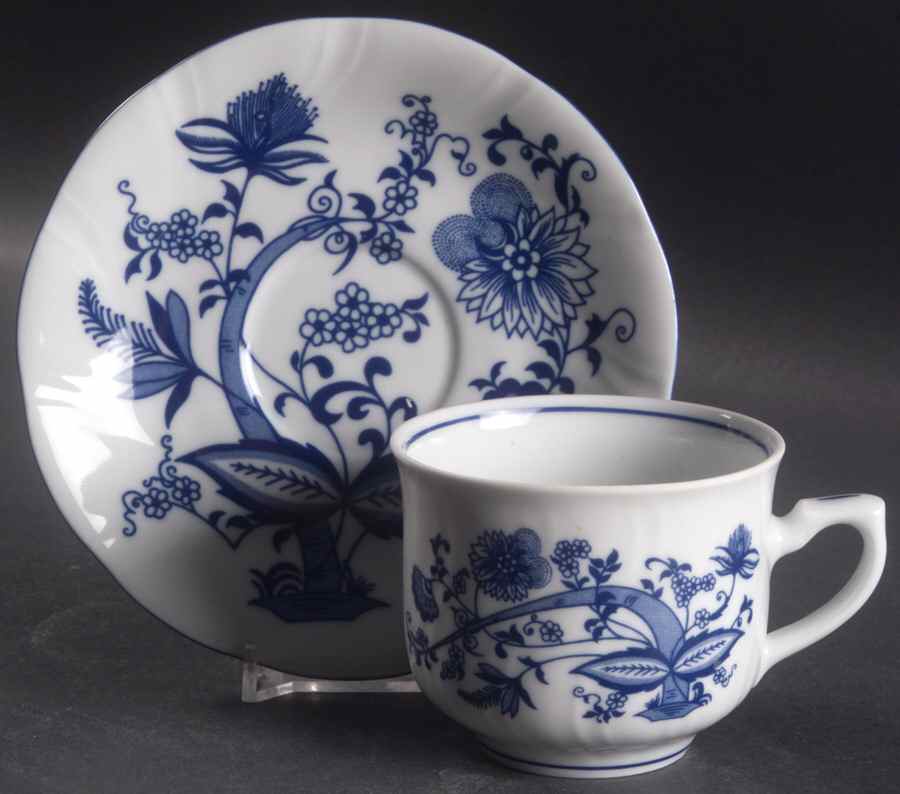 Blue Onion Flat Cup & Saucer Set by Baum Brothers-1