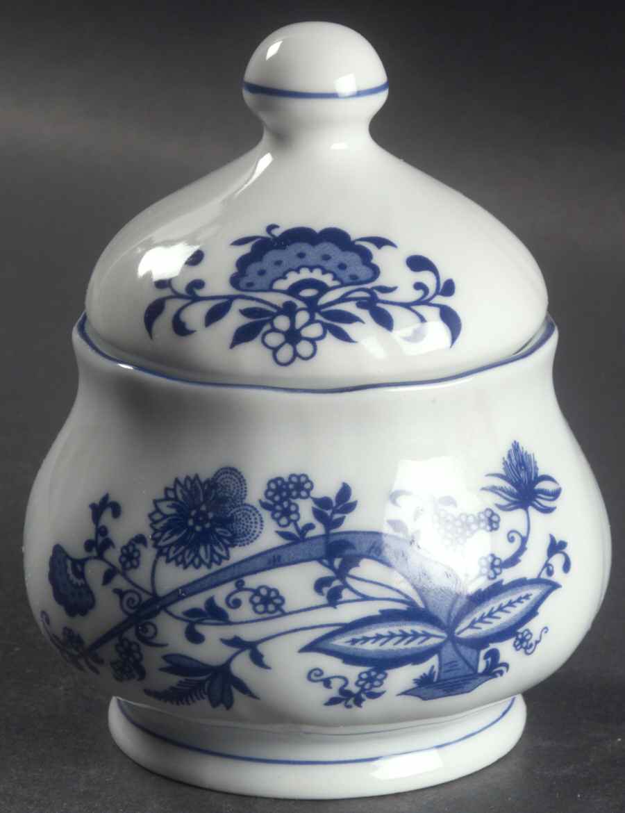 Blue Onion Sugar Bowl & Lid by Baum Brothers-1