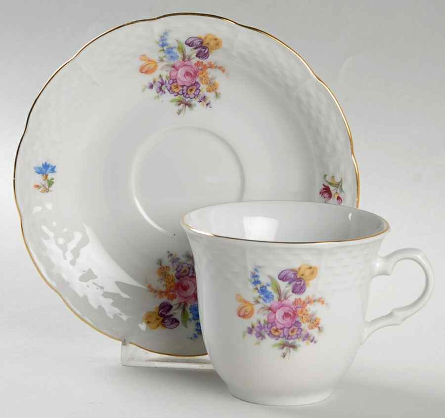 Bouquet Flat Cup & Saucer Set by Baum Brothers-1