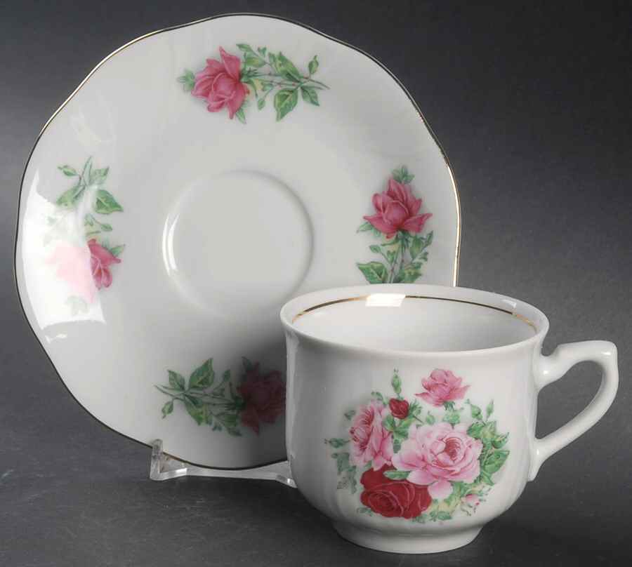 Maria (Poland) Flat Cup & Saucer Set by Baum Brothers-1