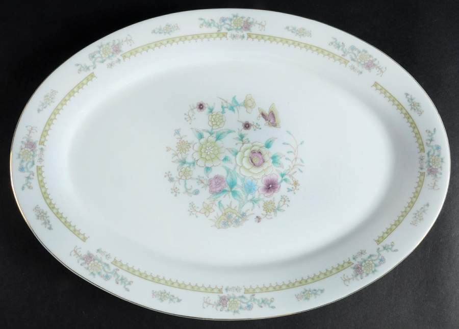 Ming Floral 14" Oval Serving Platter by Baum Brothers-1