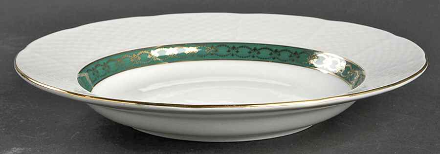 Renaissance Dark Green Rim Soup Bowl by Baum Brothers-1