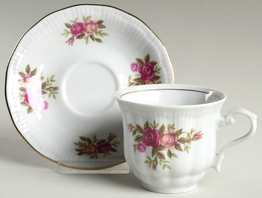 Rose Garden Flat Cup & Saucer Set by Baum Brothers-1