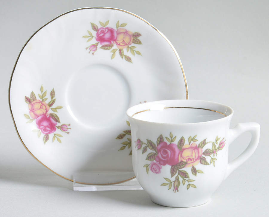 Rose Garden Flat Demitasse Cup & Saucer Set by Baum Brothers-1