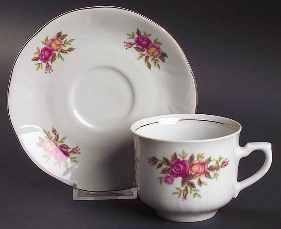 Rose Garden Flat Cup & Saucer Set by Baum Brothers-1