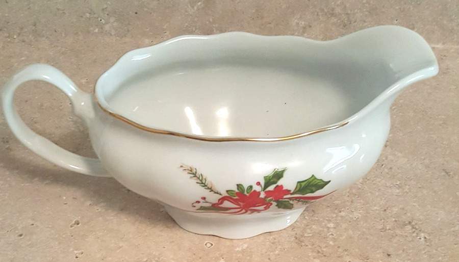 Victorian Holiday Poinsettia Gravy Boat by Baum Brothers-1
