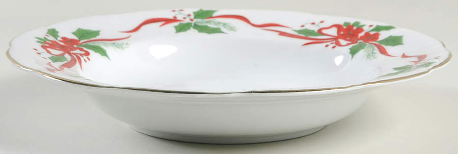 Victorian Holiday Poinsettia Rim Soup Bowl by Baum Brothers-1
