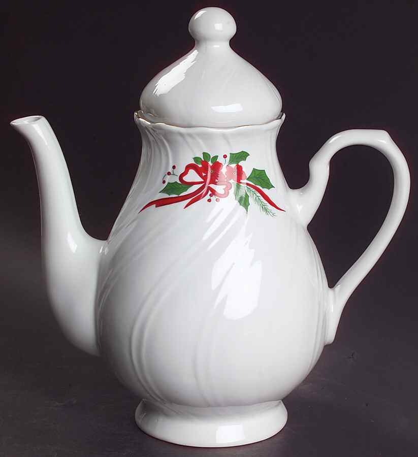 Victorian Holiday Poinsettia Coffee Pot & Lid by Baum Brothers-1
