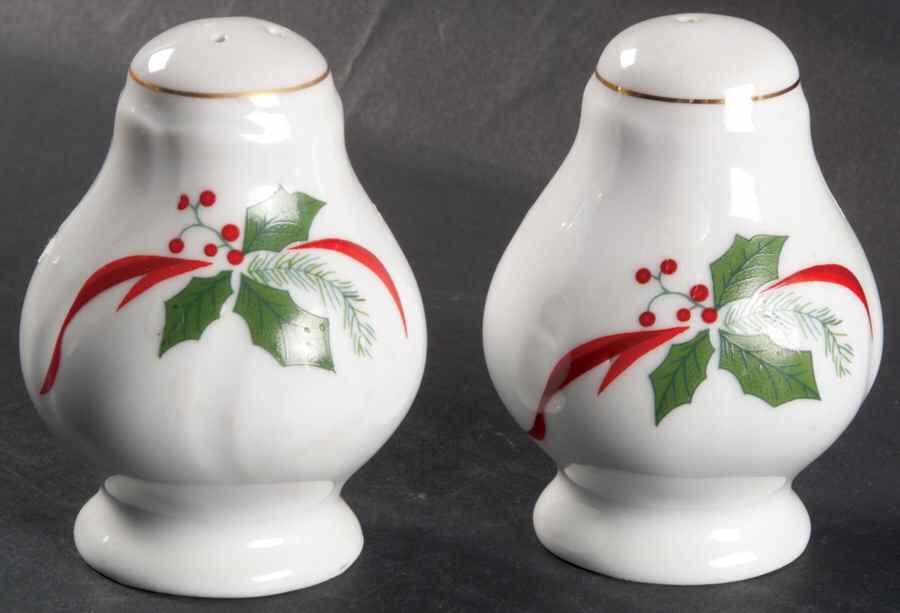 Victorian Holiday Poinsettia Salt & Pepper Set by Baum Brothers-1