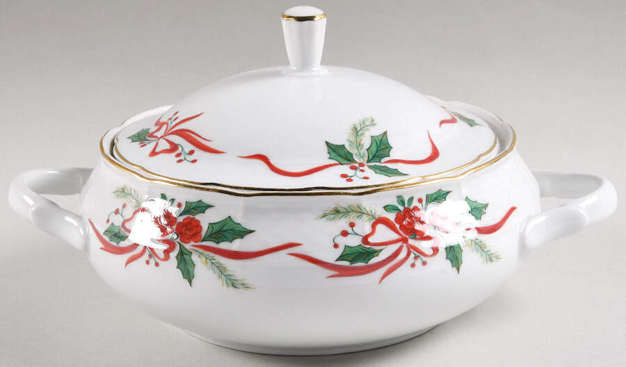Victorian Holiday (Roses) Round Covered Vegetable by Baum Brothers-1