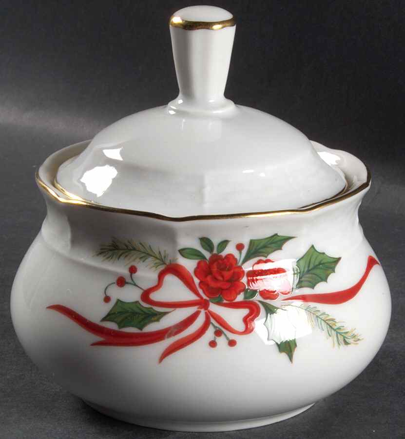 Victorian Holiday (Roses) Sugar Bowl & Lid by Baum Brothers-1