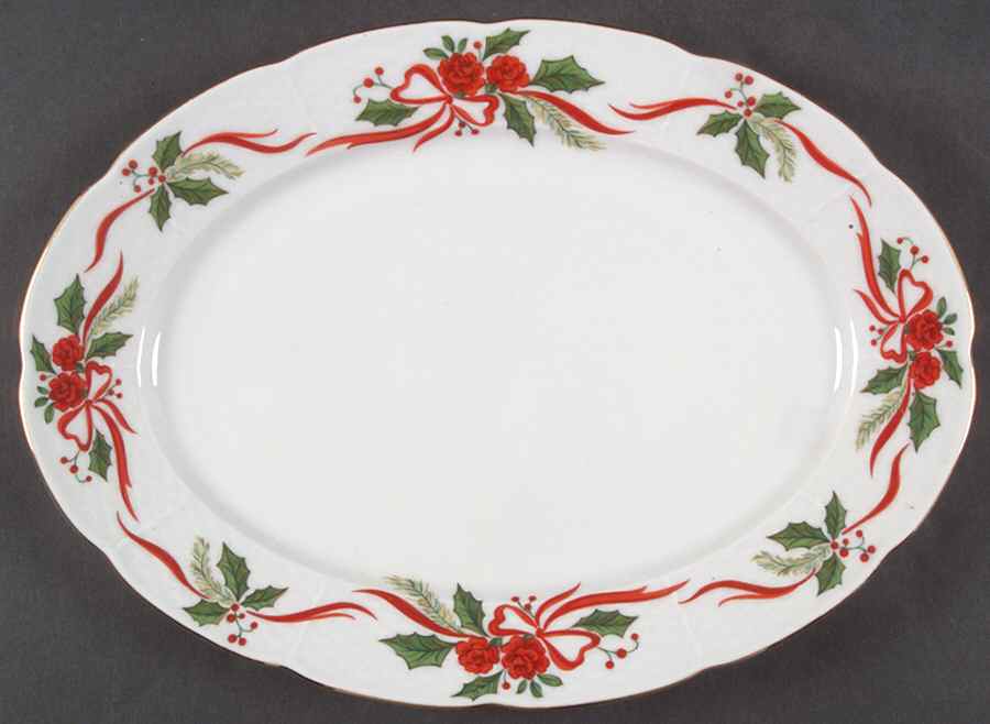 Victorian Holiday (Roses) 12" Oval Serving Platter by Baum Brothers-1