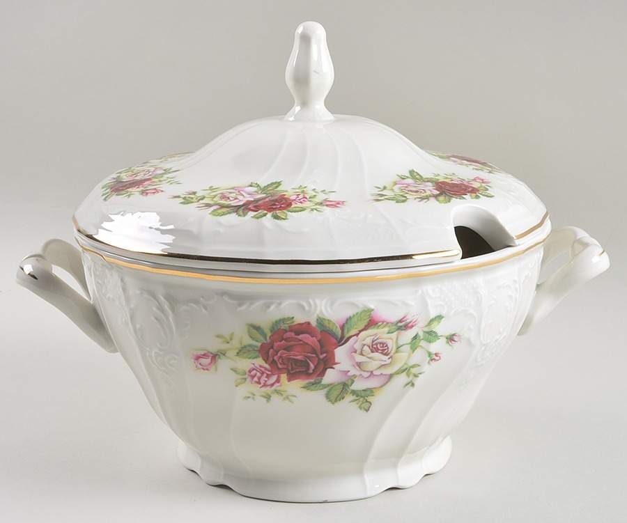 Victorian Rose Tureen &  Lid by Baum Brothers-1