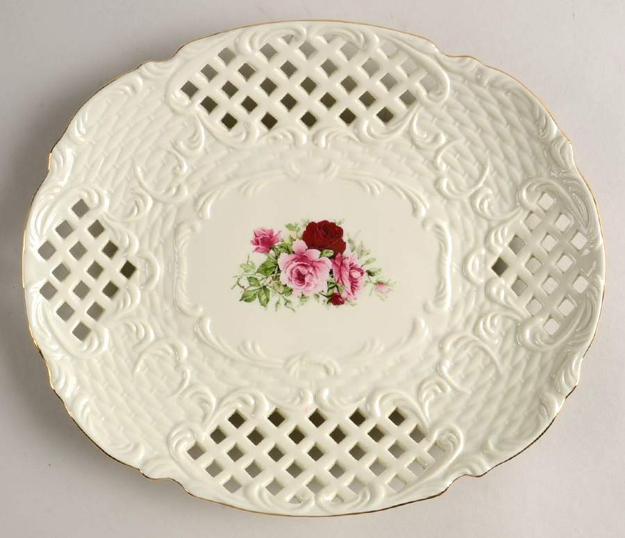 Victorian Rose 10" Pierced Sandwich Tray by Baum Brothers-1