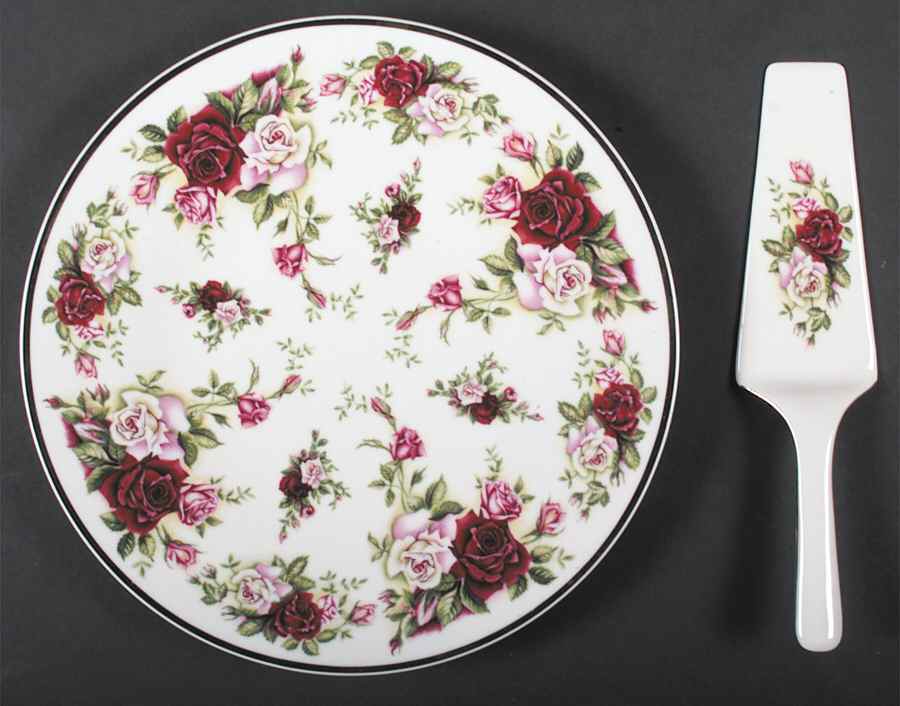 Victorian Rose Cake Plate and Server (Boxed Set) by Baum Brothers-1