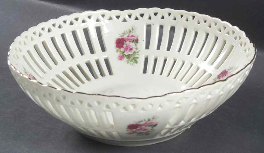 Victorian Rose 8" Pierced Round Bowl by Baum Brothers-1
