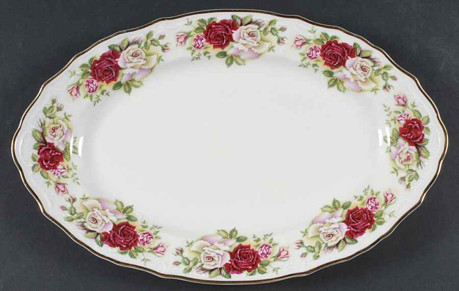 Victorian Rose 13" Oval Serving Platter by Baum Brothers-1