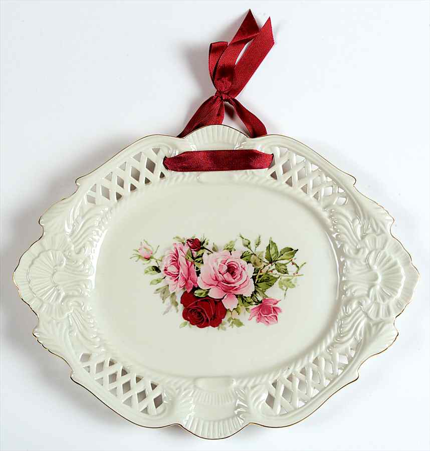Victorian Rose 12" Oblong Pierced Tray by Baum Brothers-1