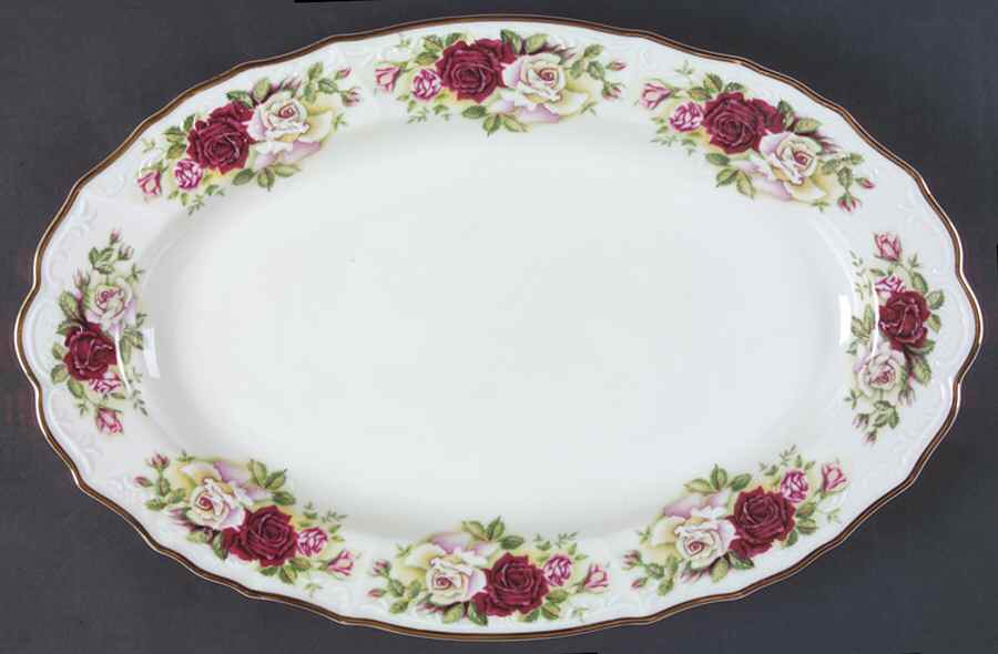 Victorian Rose 14" Oval Serving Platter by Baum Brothers-1