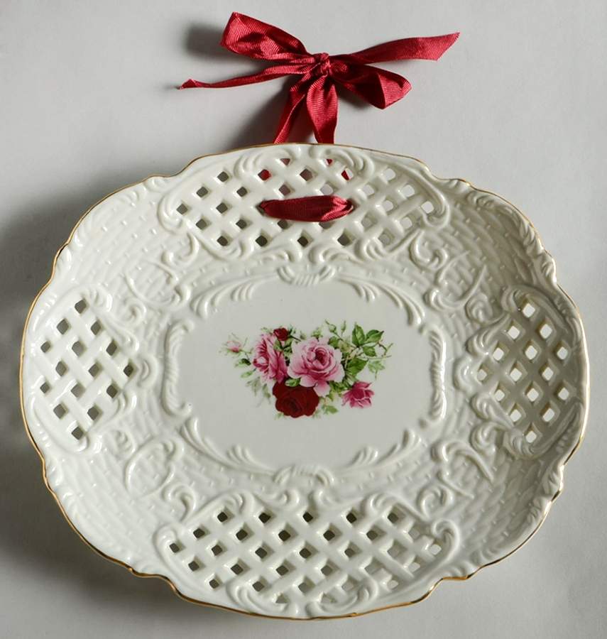Victorian Rose 9" Pierced Sandwich Tray by Baum Brothers-1