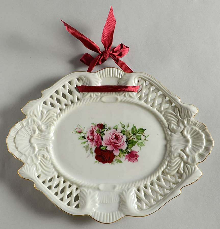 Victorian Rose 10" Pierced Oblong Tray by Baum Brothers-1