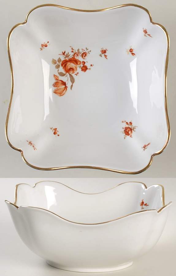 Meissen Golden Coral 8" Square Vegetable Bowl by Winterling - Bavaria-1