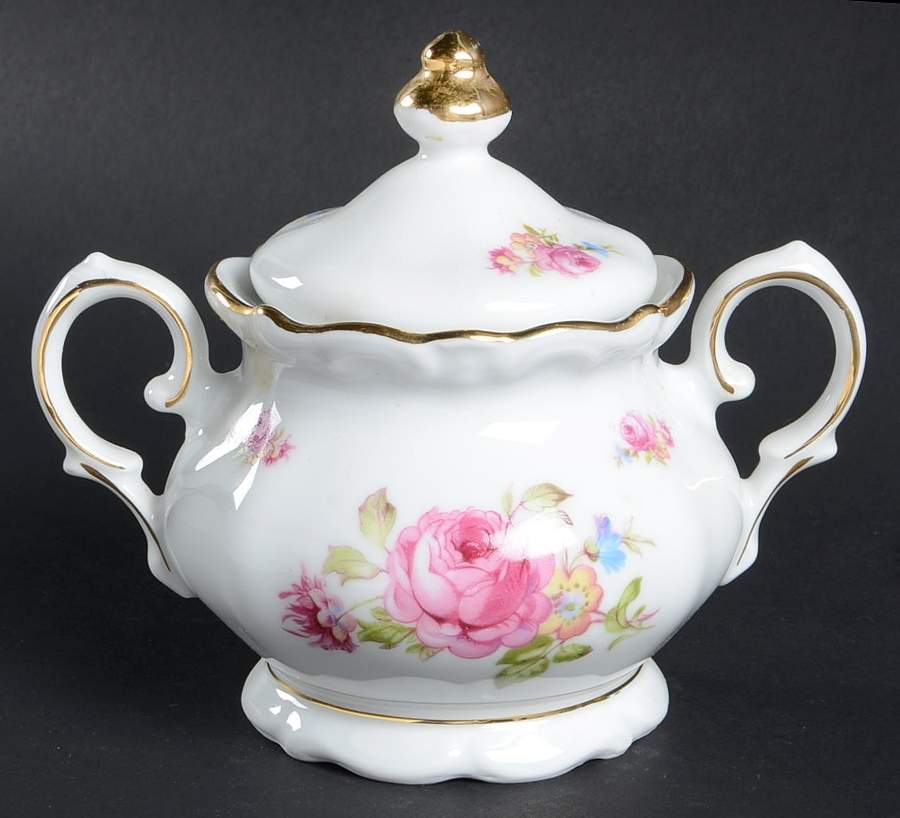 Meissen Rose Sugar Bowl & Lid by Bavaria-1