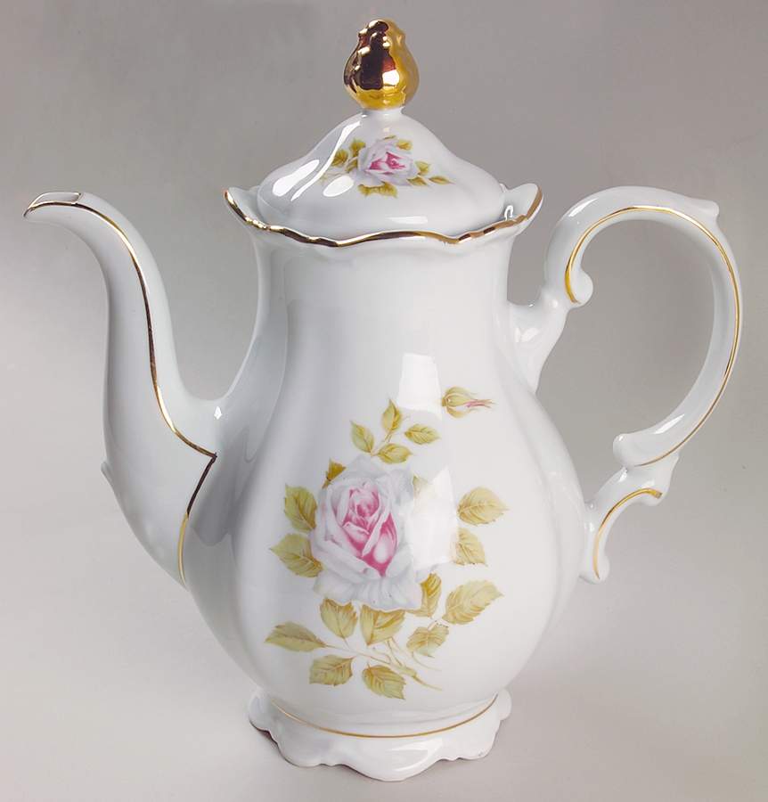 White Rose Coffee Pot & Lid by Schumann - Bavaria-1