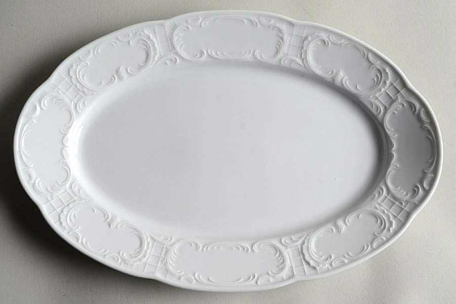 Mozart White 12" Oval Serving Platter by Bauscher Weiden-1