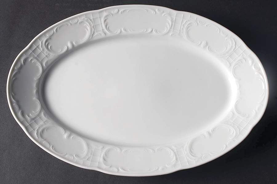 Mozart White 14" Oval Serving Platter by Bauscher Weiden-1