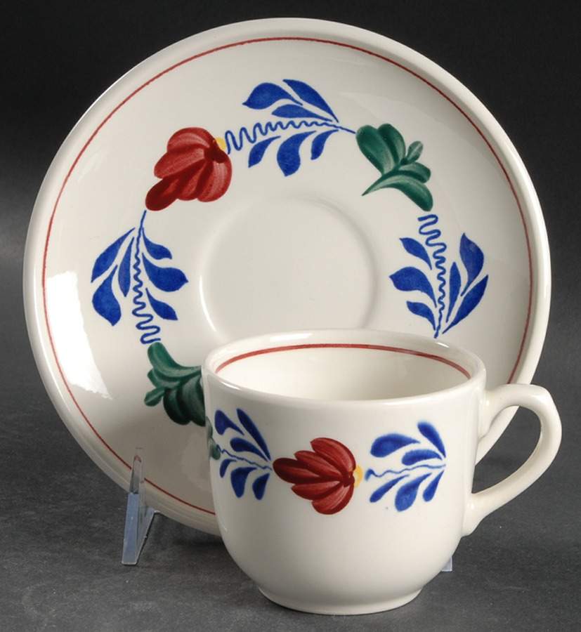 Boerenbont Flat Cup & Saucer Set by Boch-1