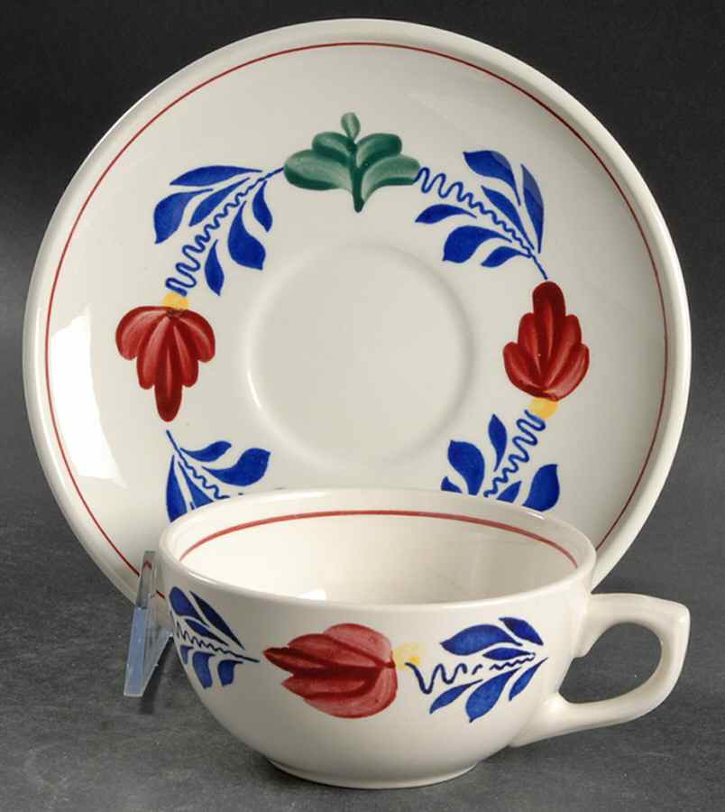 Boerenbont Flat Cup & Saucer Set by Boch-1