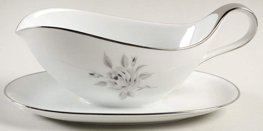 Blush Rose Gravy Boat with Attached Underplate by Bavarian Crest-1