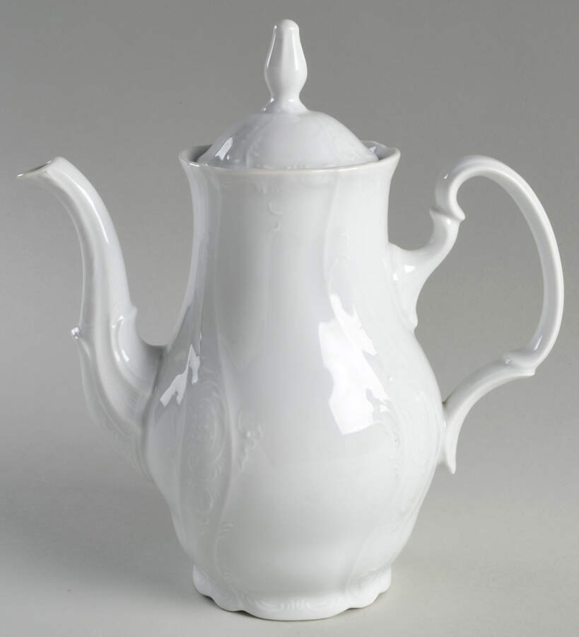 Bernadotte White-No Trim Coffee Pot & Lid by Baum Brothers-1