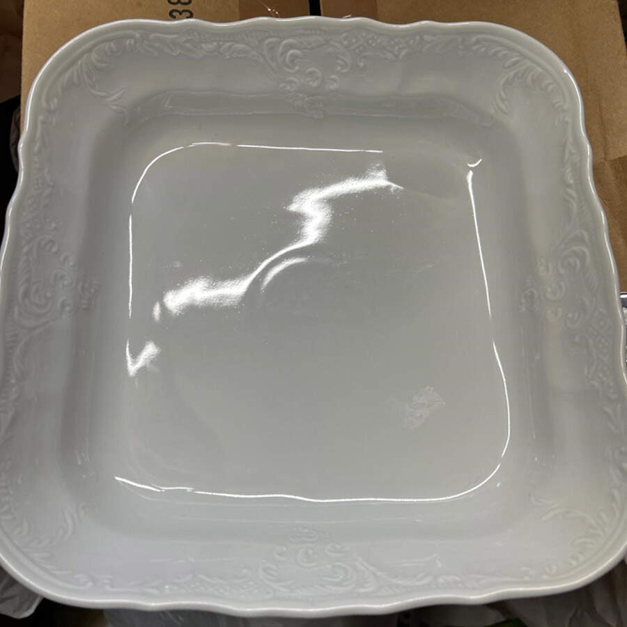 Bernadotte White-No Trim 9" Square Vegetable Bowl by Baum Brothers-1