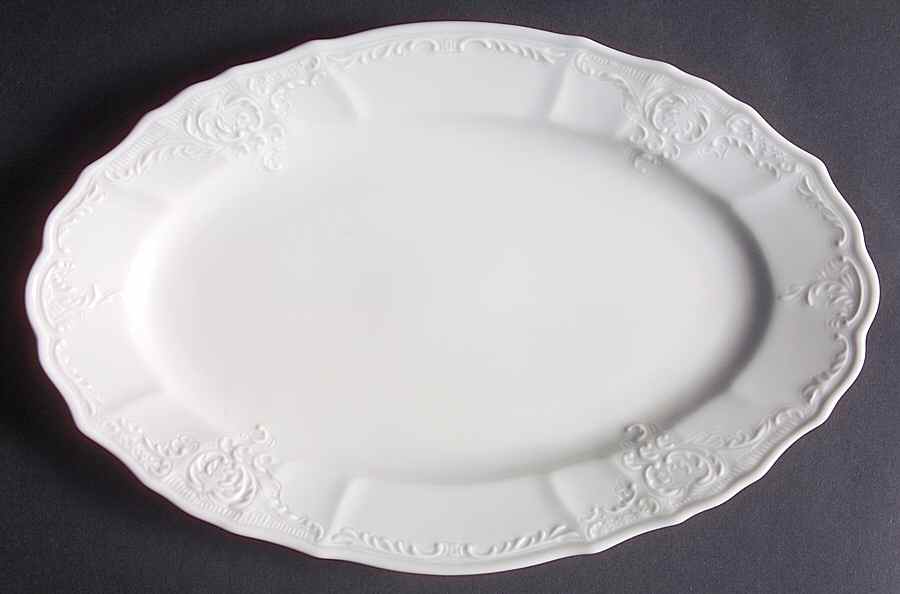 Bernadotte White-No Trim 10" Oval Serving Platter by Baum Brothers-1