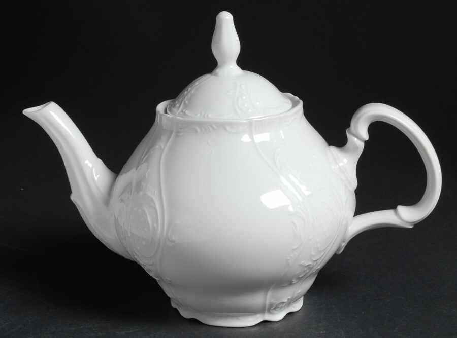 Bernadotte White-No Trim Teapot & Lid by Baum Brothers-1