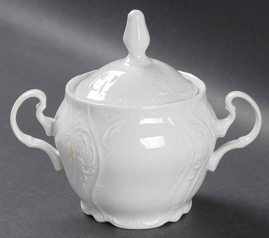 Bernadotte White-No Trim Sugar Bowl & Lid by Baum Brothers-1