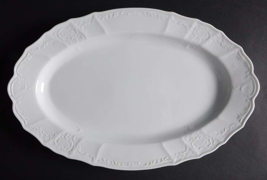 Bernadotte White-No Trim 14" Oval Serving Platter by Baum Brothers-1