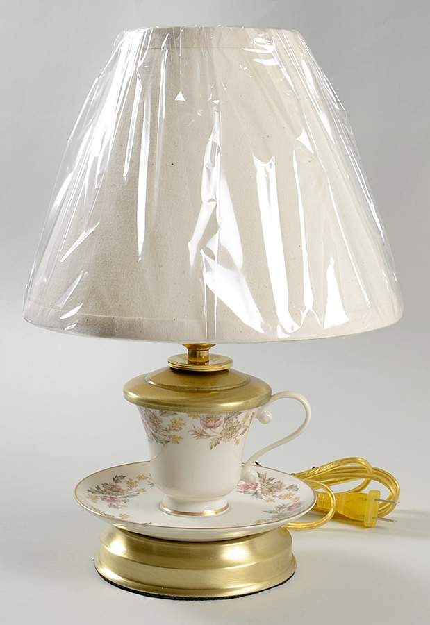 Autumn 12 5/8" Handcrafted Lamp Made From Cup/Saucer HC by Belcrest-1