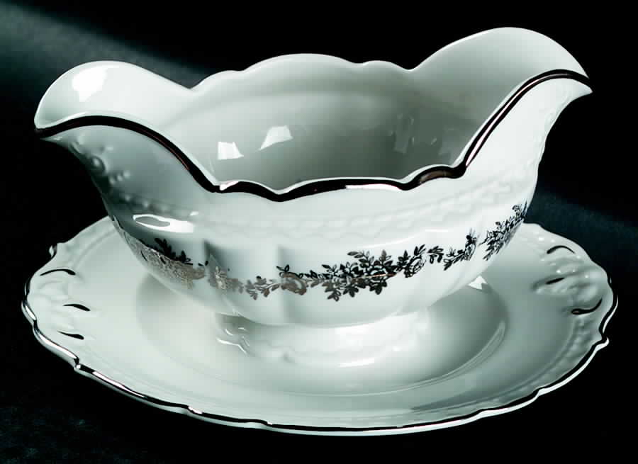 Corsage Gravy Boat with Attached Underplate by Belcrest-1