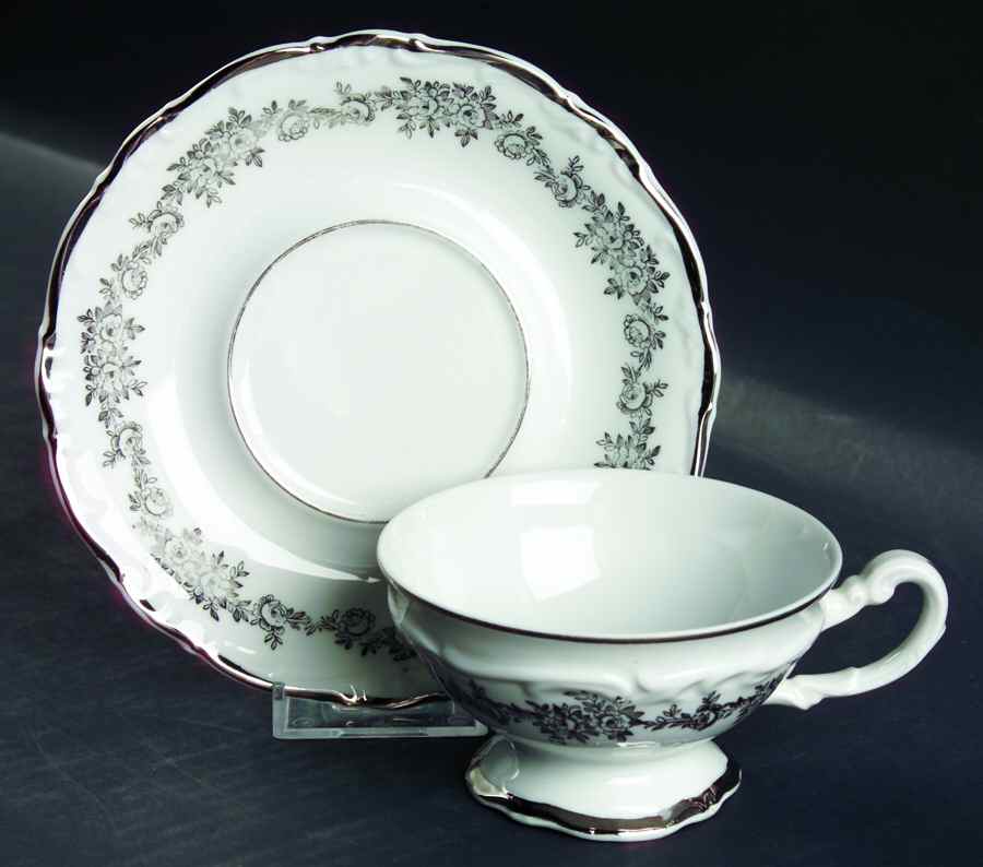 Corsage Footed Cup & Saucer Set by Belcrest-1