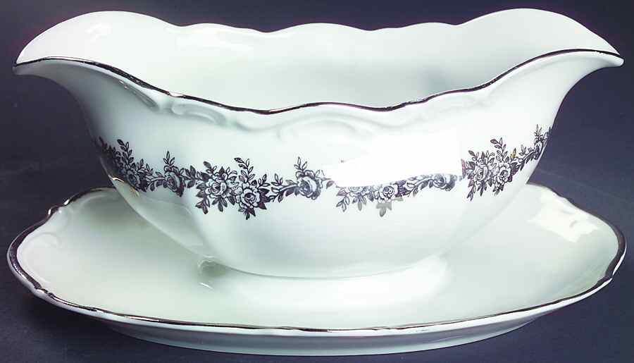Corsage Gravy Boat with Attached Underplate by Belcrest-1
