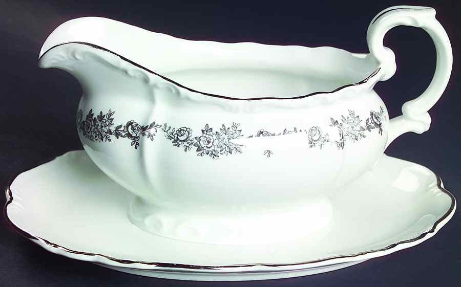 Corsage Gravy Boat with Attached Underplate by Belcrest-1